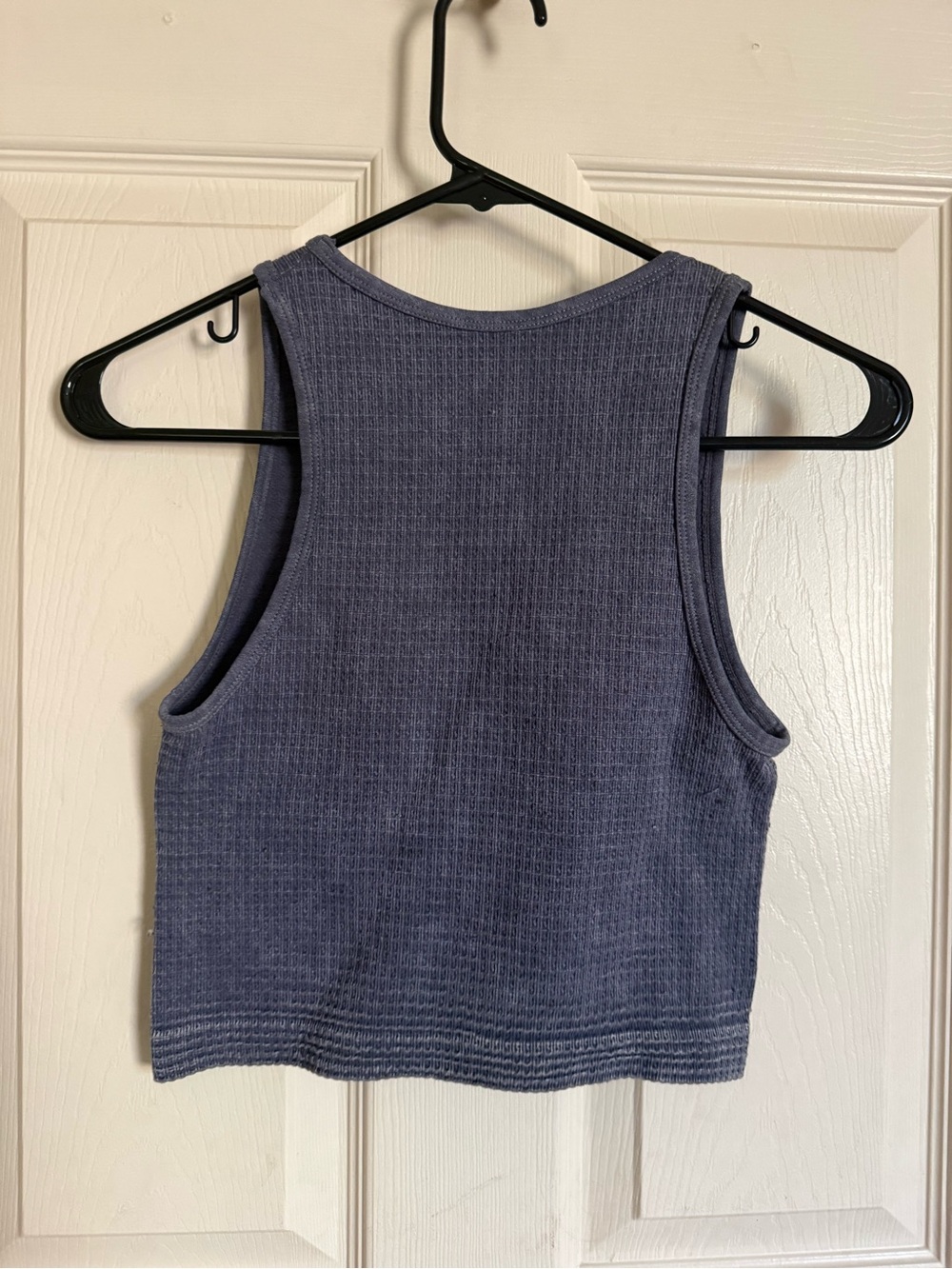 Women’s Ribbed Cropped Tank Top - Slate Blue - Picture 2 of 2